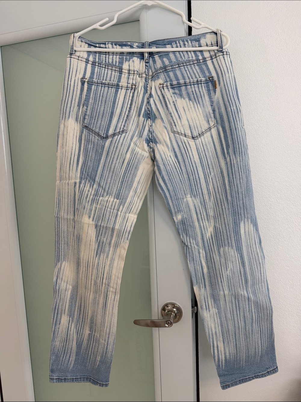 Vibrant Striped Tie-Dye Distressed Boyfriend Jeans - Blue & Cream - Picture 2 of 3